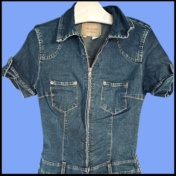 ZARA TRF JEANS denim flare jumpsuit. - Picture 3 of 11